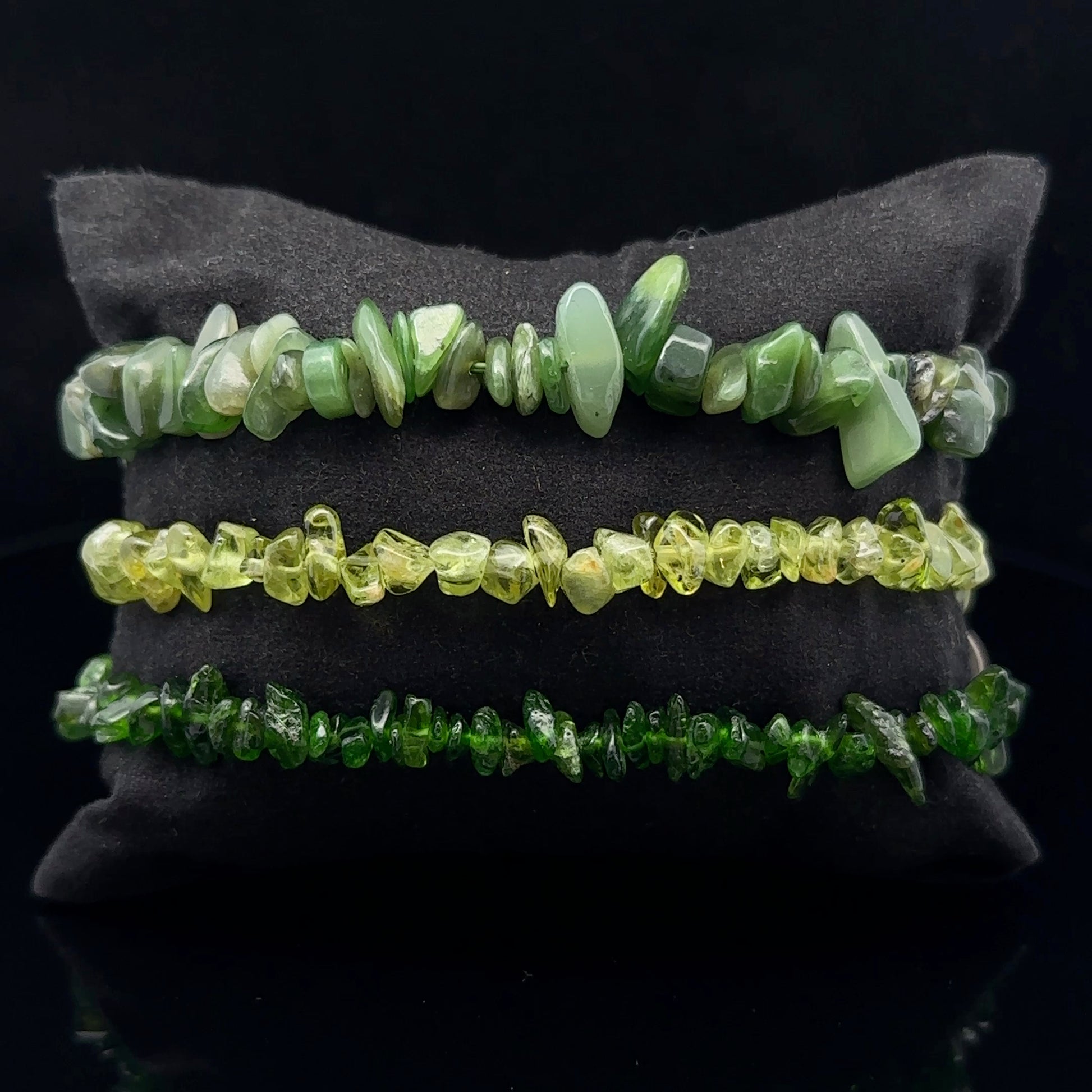Jade, Chrome Diopside & Chrysolite Bracelet