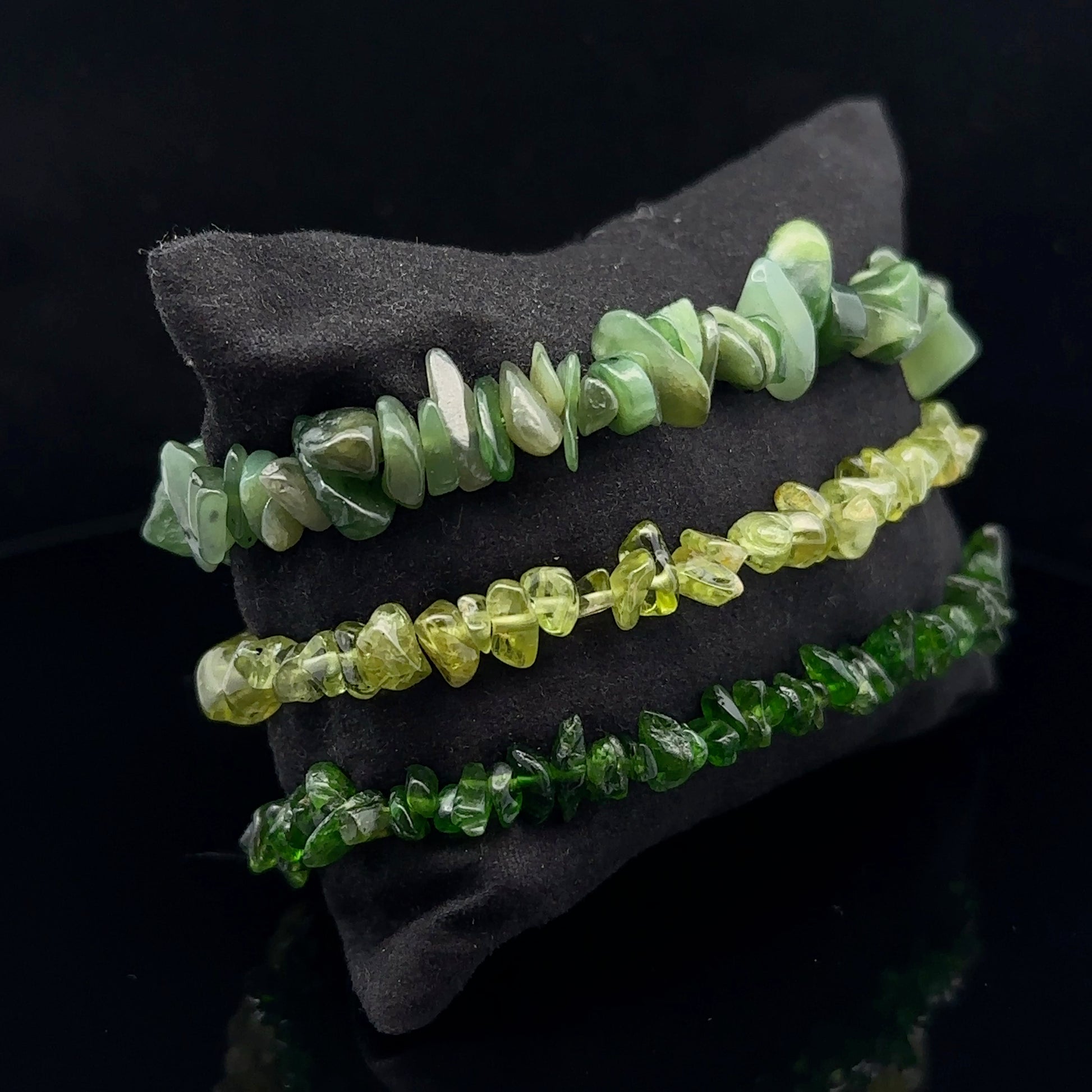 Jade, Chrome Diopside & Chrysolite Bracelet