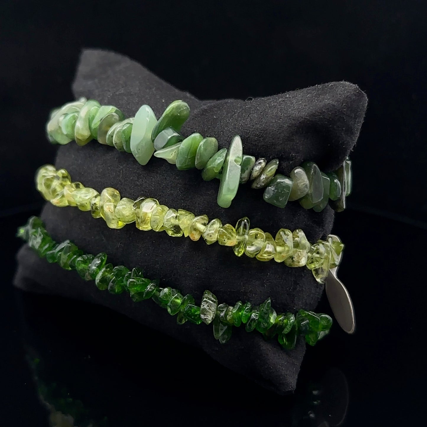 Jade, Chrome Diopside & Chrysolite Bracelet