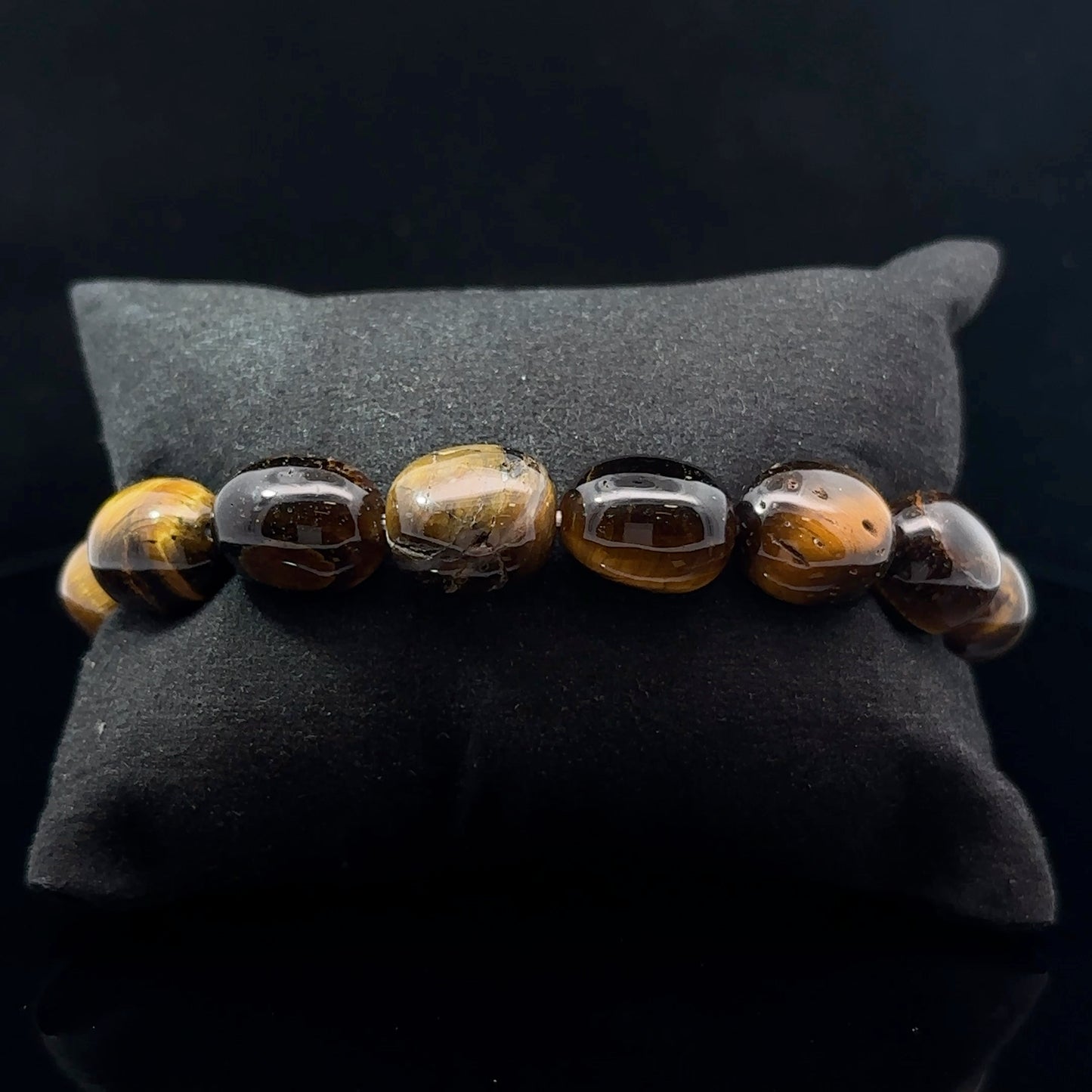 Natural tiger eye and bull's eye bracelet 10 mm 22 beads