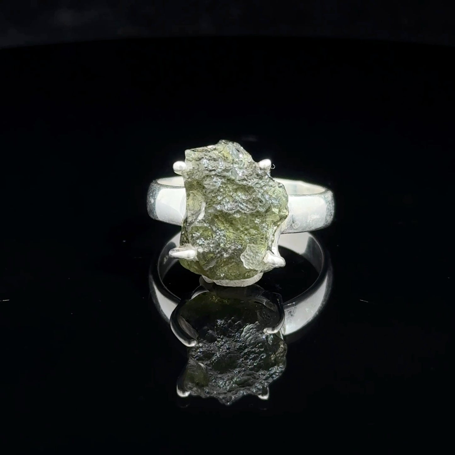 Moldavite Ring Silver 925 Size 18.5