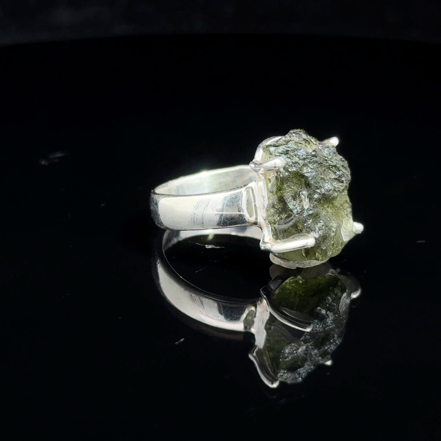 Moldavite Ring Silver 925 Size 18.5