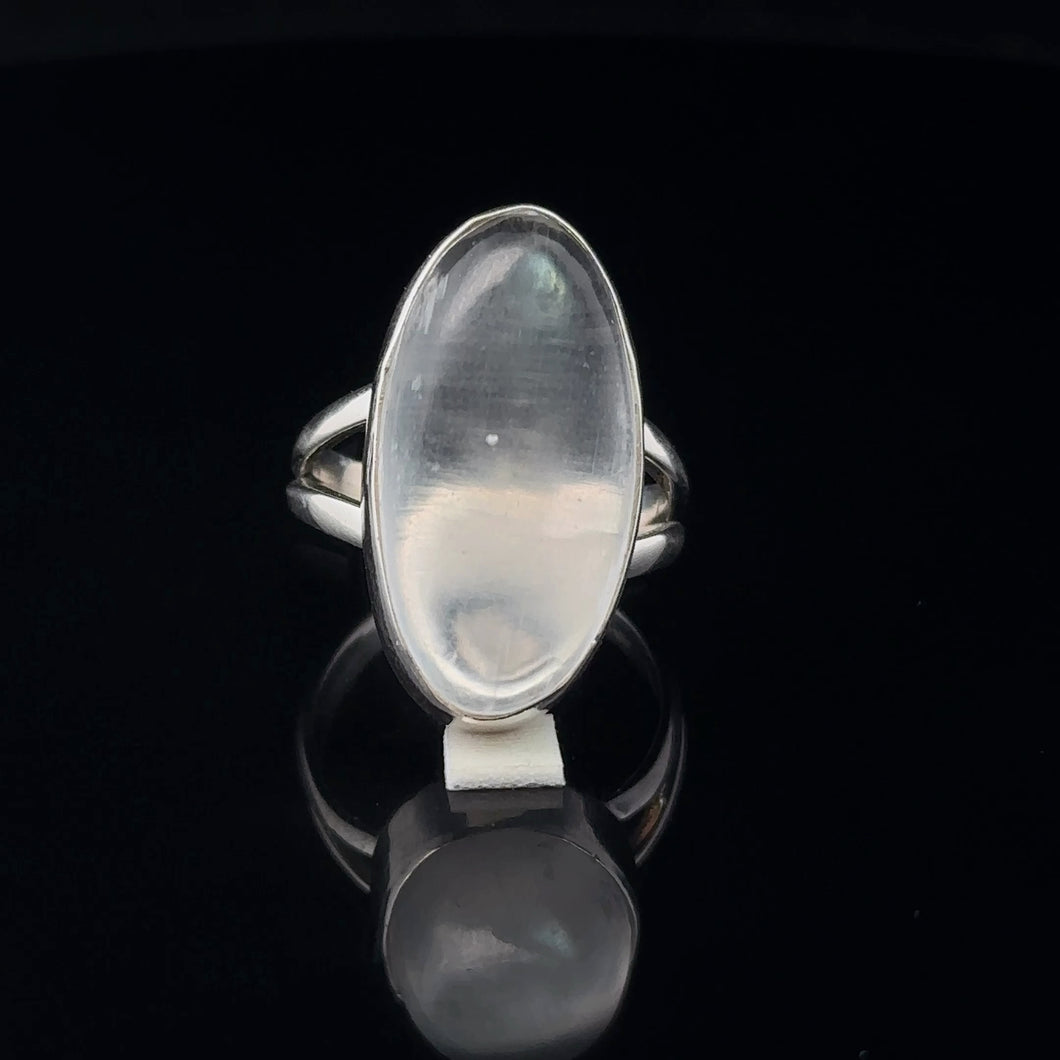Selenite ring, size 15, silver 925