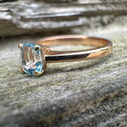 Aquamarine Ring Gold 585 Size 16 0.45 ct 