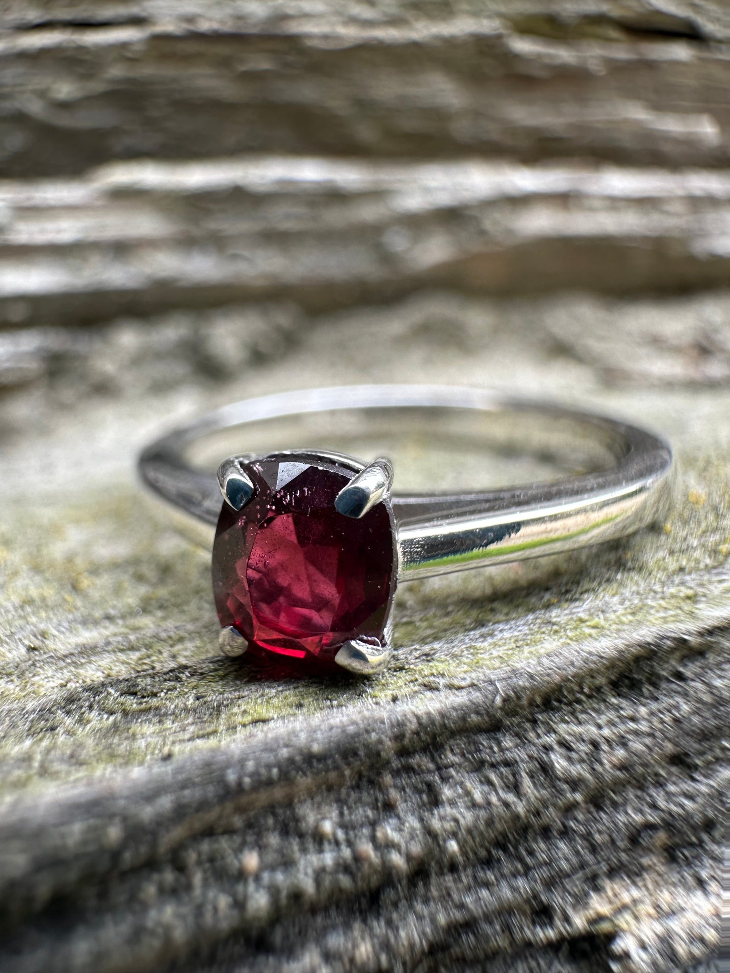 Garnet Ring Gold 585 Size 16.5 0.5 ct