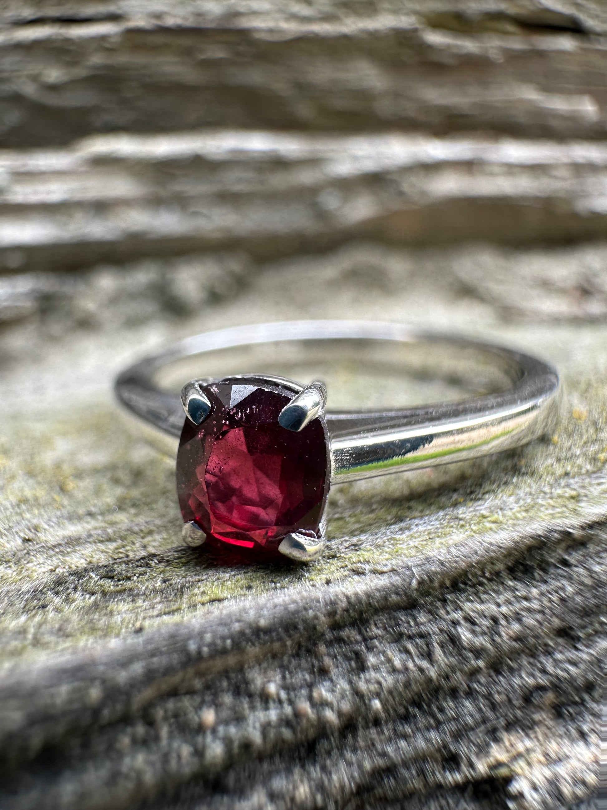 Garnet Ring Gold 585 Size 16.5 0.5 ct