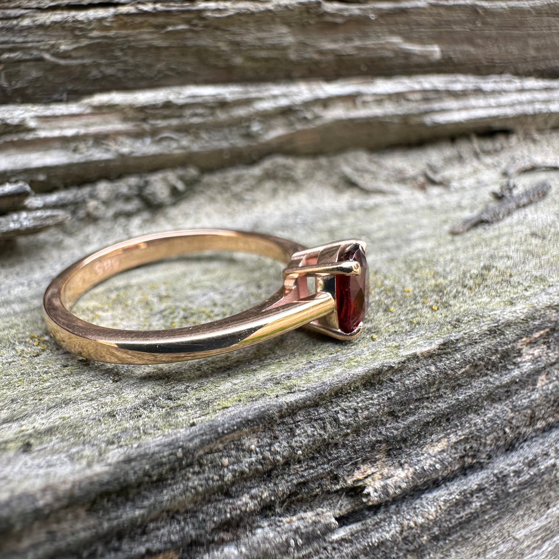 Garnet Ring Gold 585 1 ct
