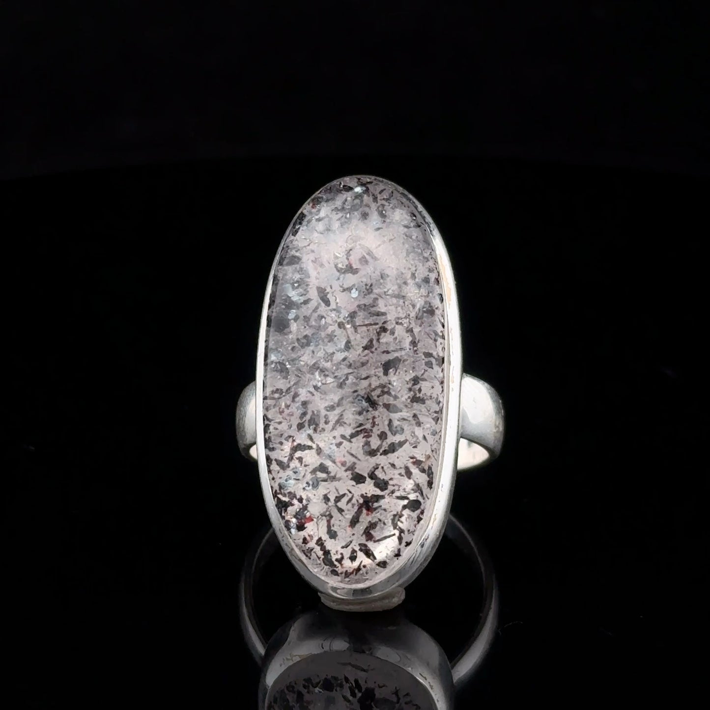 Quartz with inclusions 17 size 11.5 g 30 mm by 11 mm; 925 silver