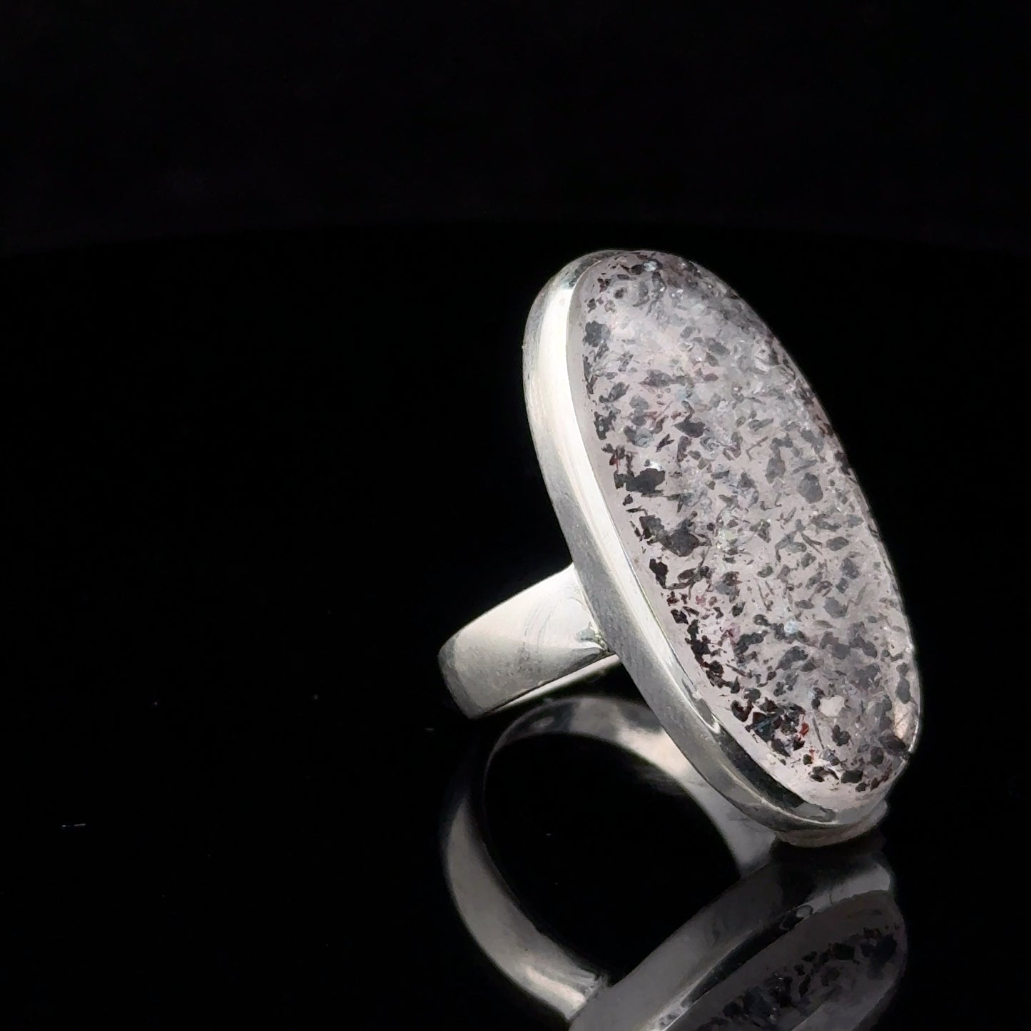 Quartz with inclusions 17 size 11.5 g 30 mm by 11 mm; 925 silver