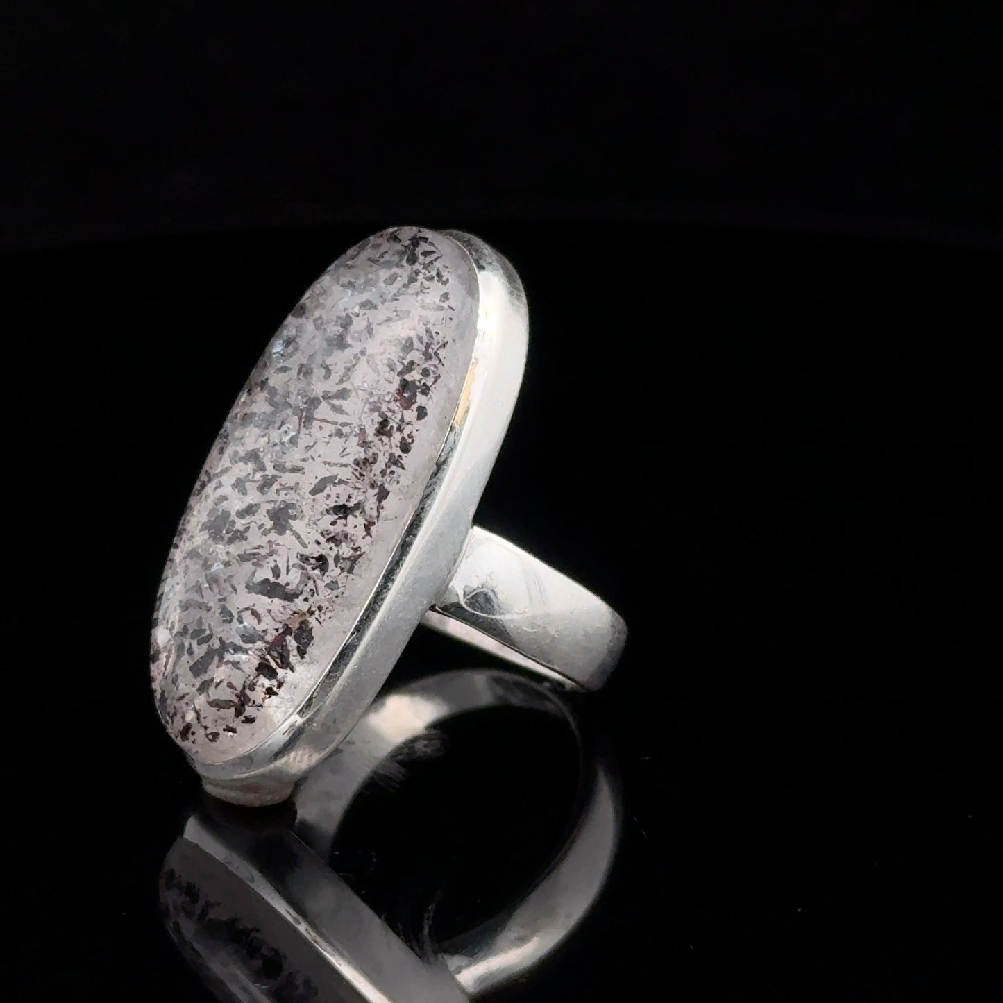 Quartz with inclusions 17 size 11.5 g 30 mm by 11 mm; 925 silver