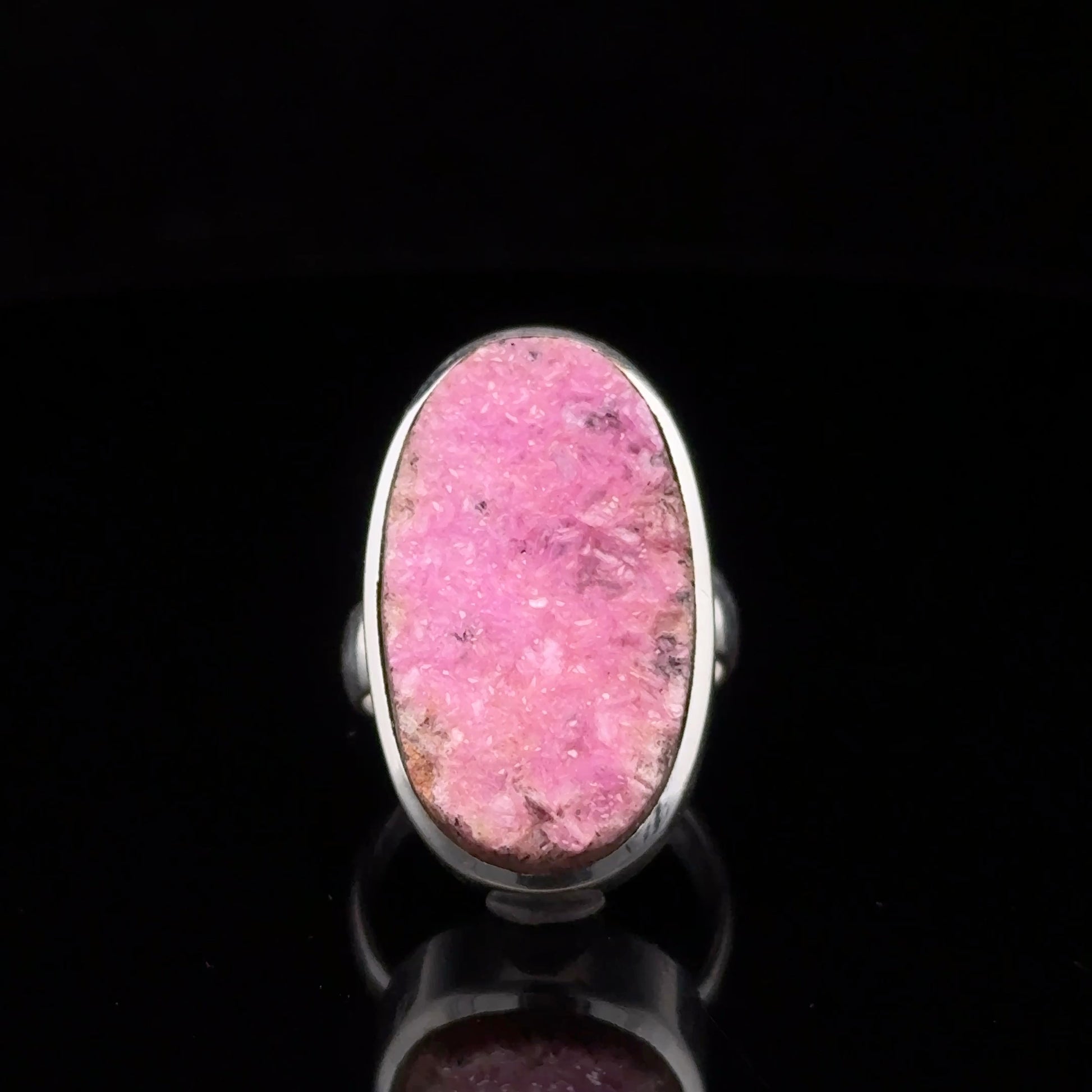 Cobalt Calcite Ring, size 18; 925 Sterling Silver