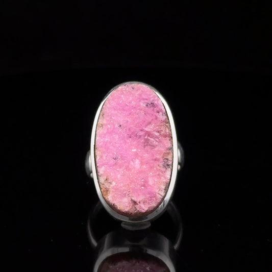 Cobalt Calcite Ring, size 18; 925 Sterling Silver