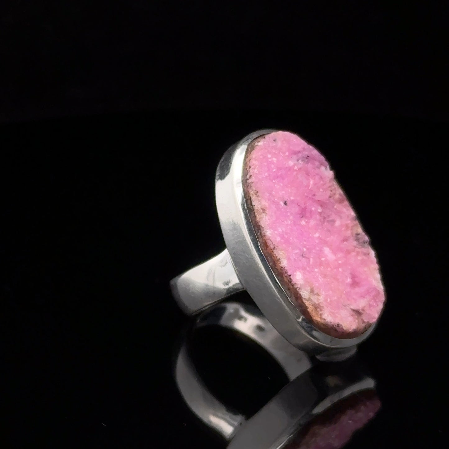 Cobalt Calcite Ring, size 18; 925 Sterling Silver