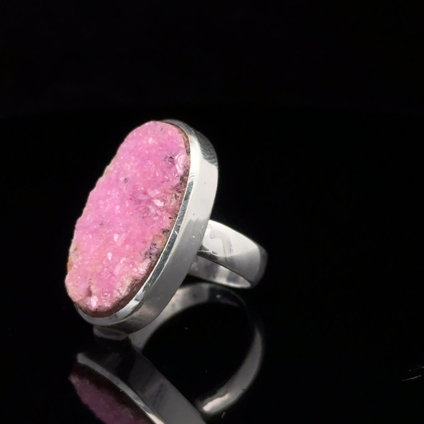 Cobalt Calcite Ring, size 18; 925 Sterling Silver