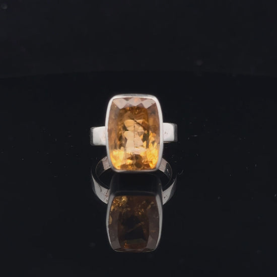 Citrine Ring 15×10 mm Size 18 Silver 925