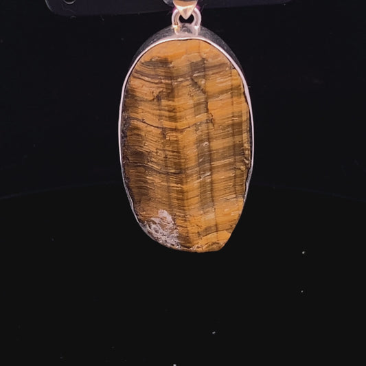 Tiger Eye Pendant Silver 925 4 cm