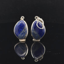 Загружайте и воспроизводите видео в средстве просмотра галереи Lapis Lazuli earrings, 35 mm, stone 15x22 mm, silver

