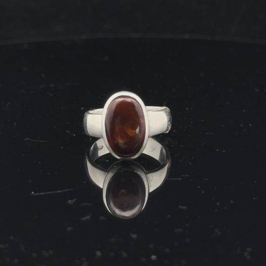 Fire Agate Ring Size 16.5 Sterling Silver 925