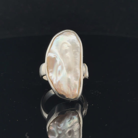 Pearl Ring, Size 16.5, Sterling Silver 925, 10 g