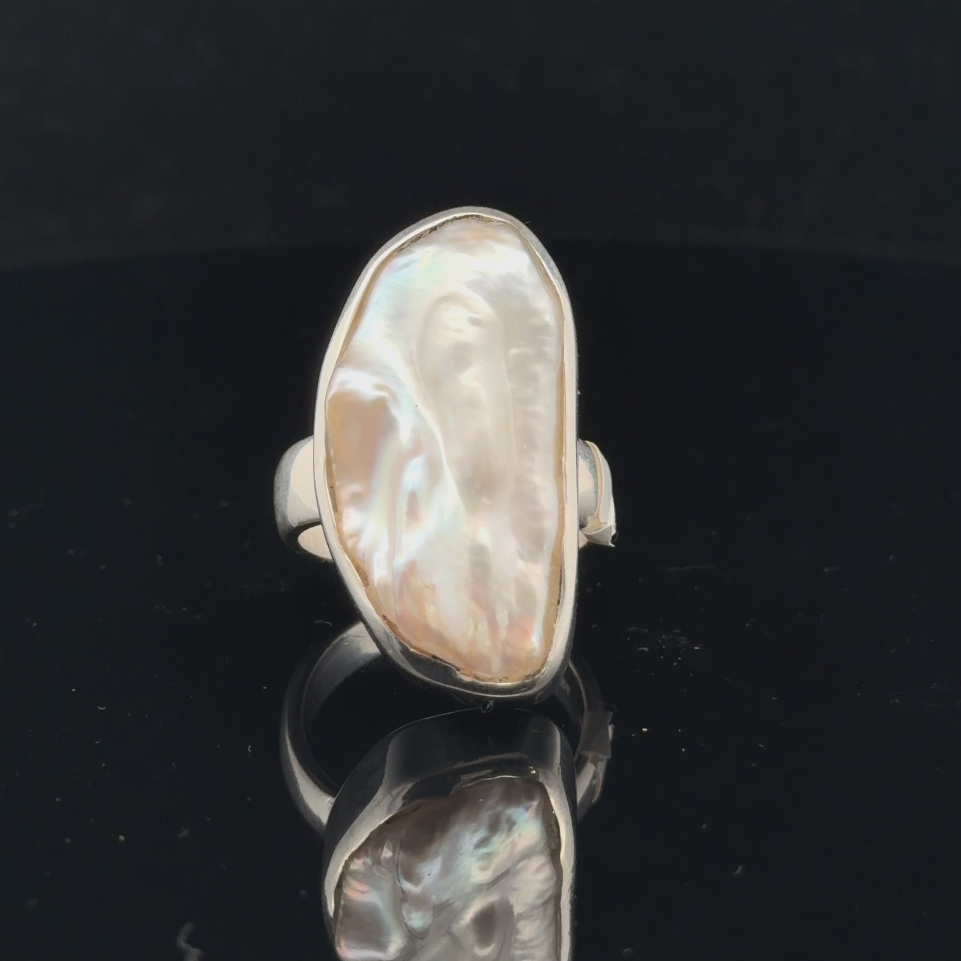 Pearl Ring, Size 16.5, Sterling Silver 925, 10 g