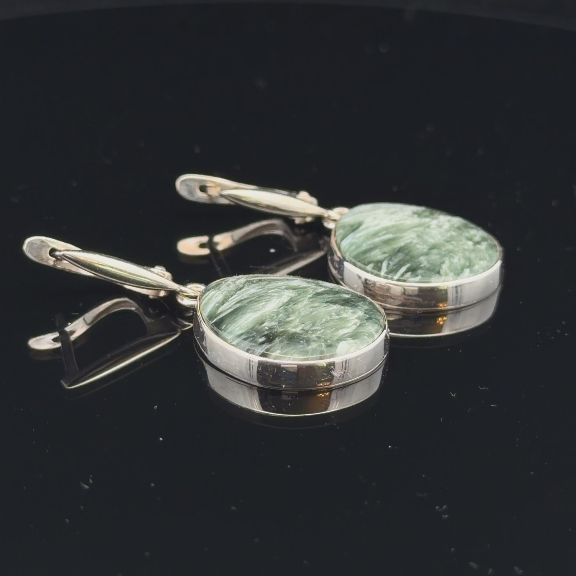 Seraphinite Earrings 4 cm Silver 925