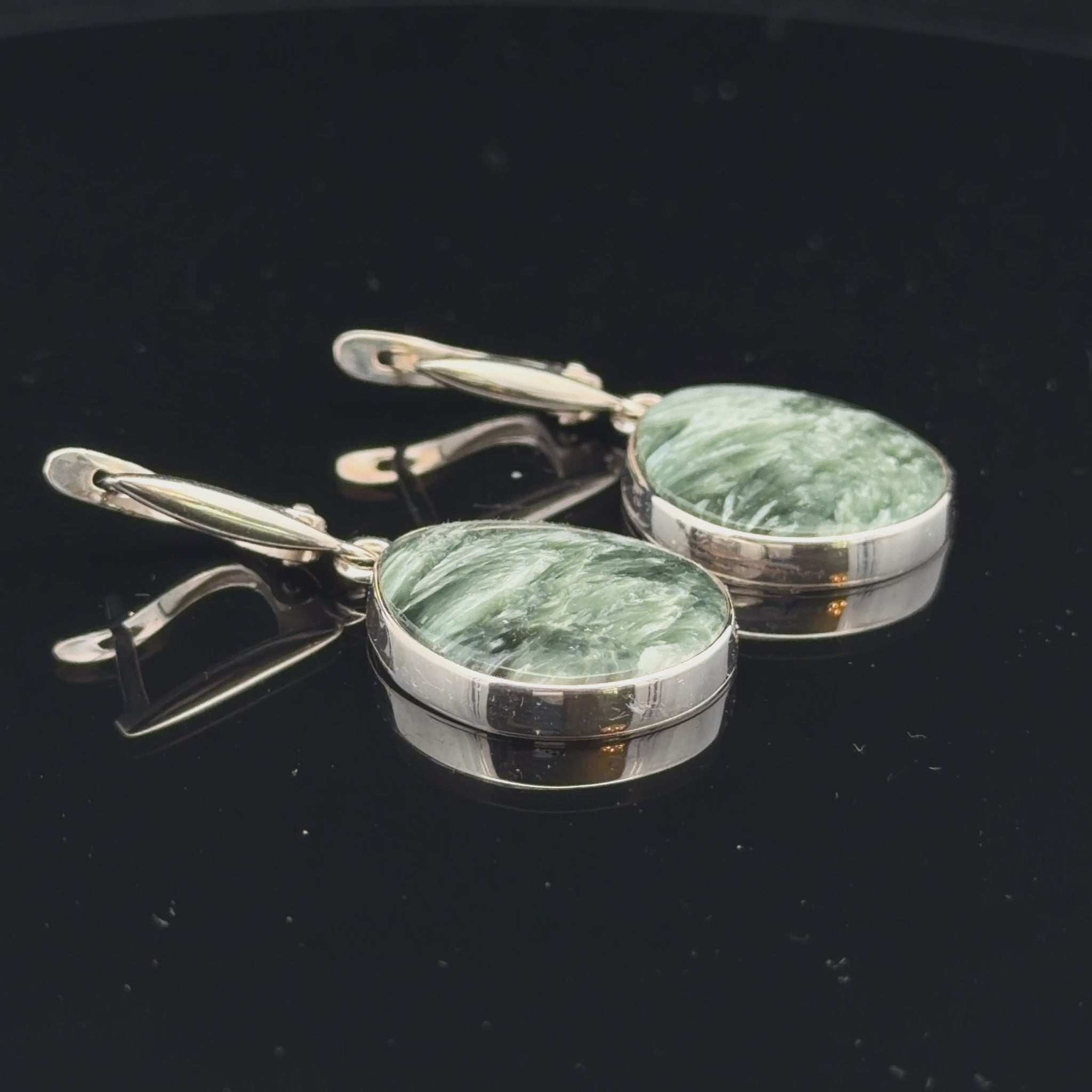 Seraphinite Earrings 4 cm Silver 925