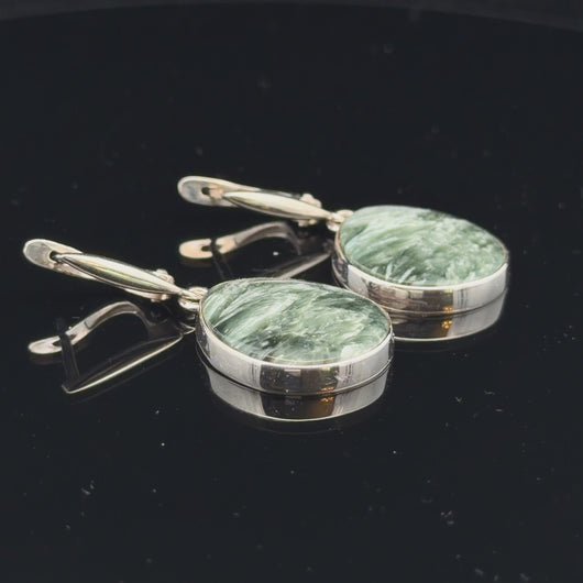 Seraphinite Earrings 4 cm Silver 925