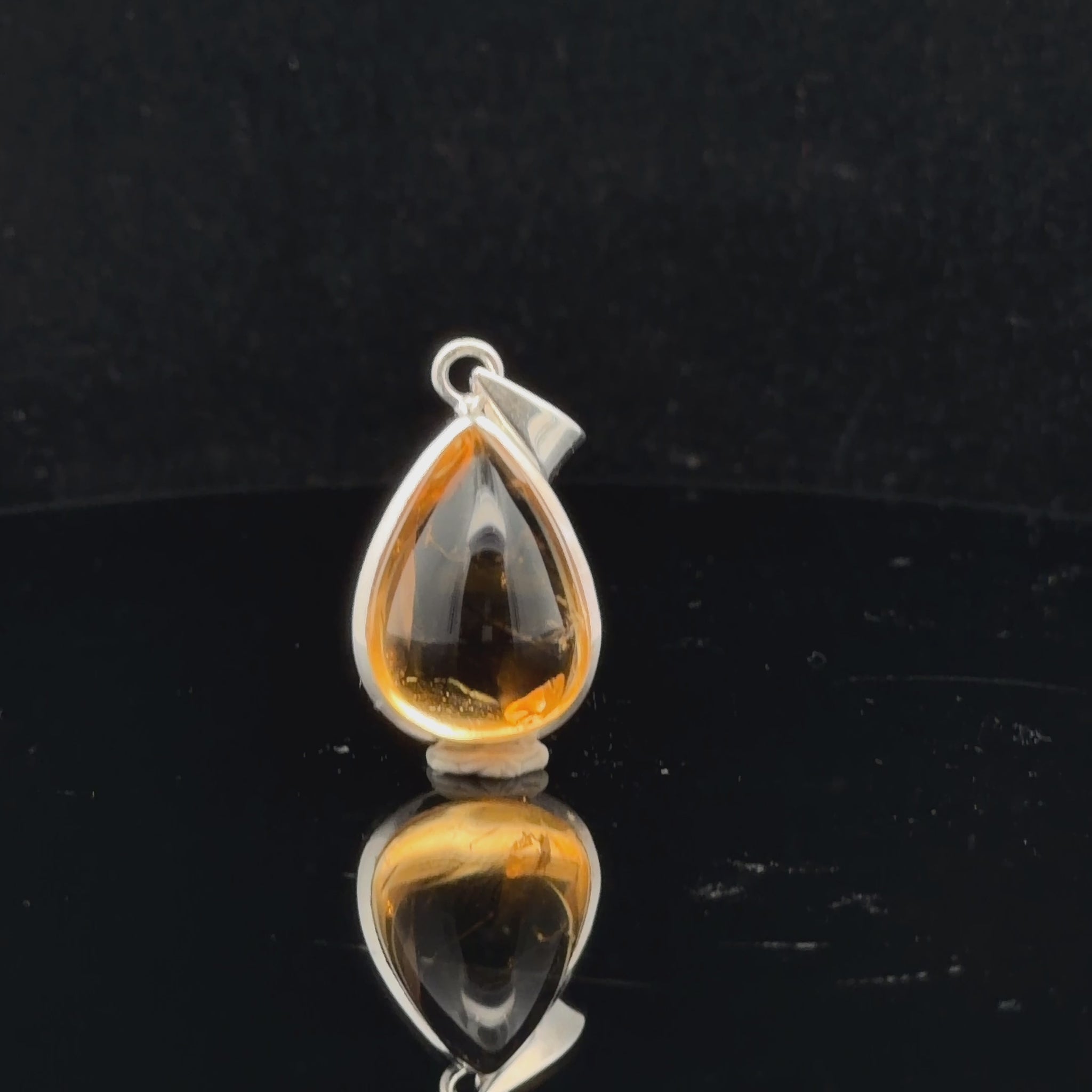 Citrine Pendant 35×20 mm Silver 925