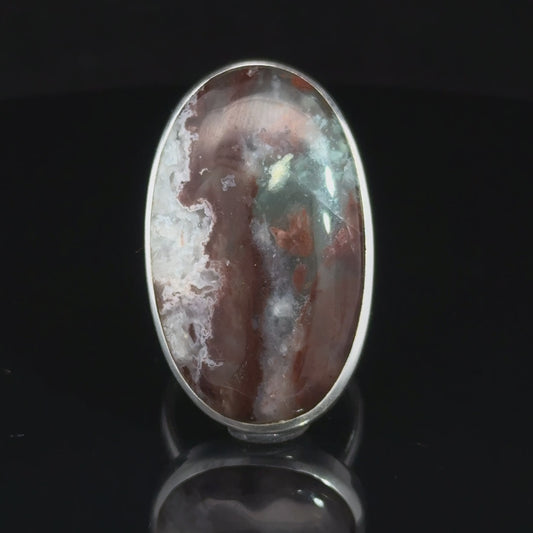 Agate ring, size 18; 925 sterling silver