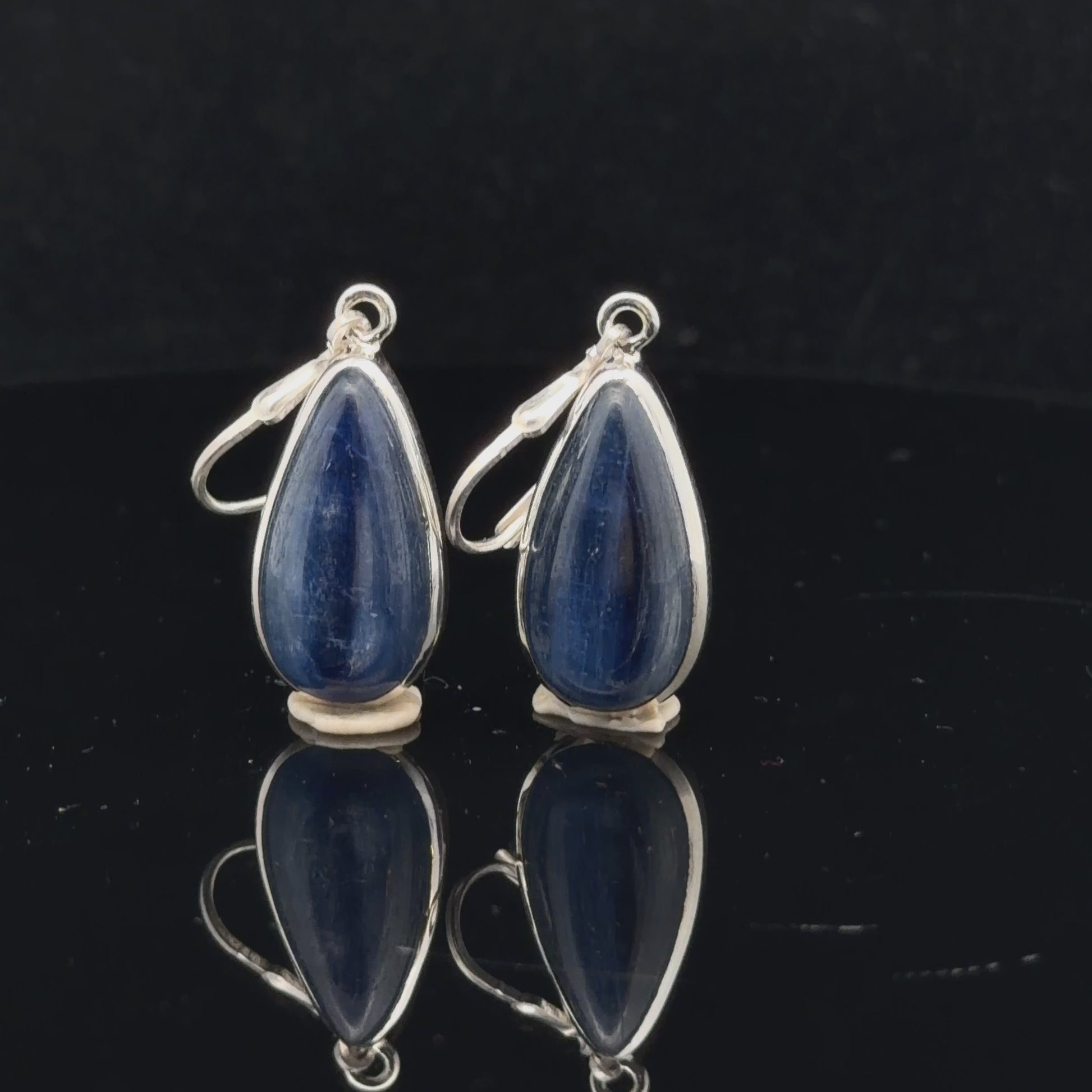 Kyanite Earrings 4 cm 8×18 mm Silver 925
