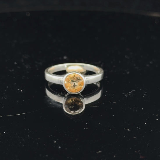 Citrine Ring Size 17 Sterling Silver 925