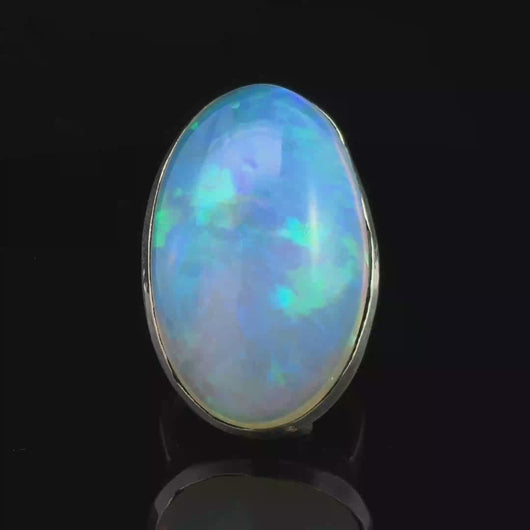 Ethiopian opal ring silver 925 size 19.5 large natural opal 35x22mm 