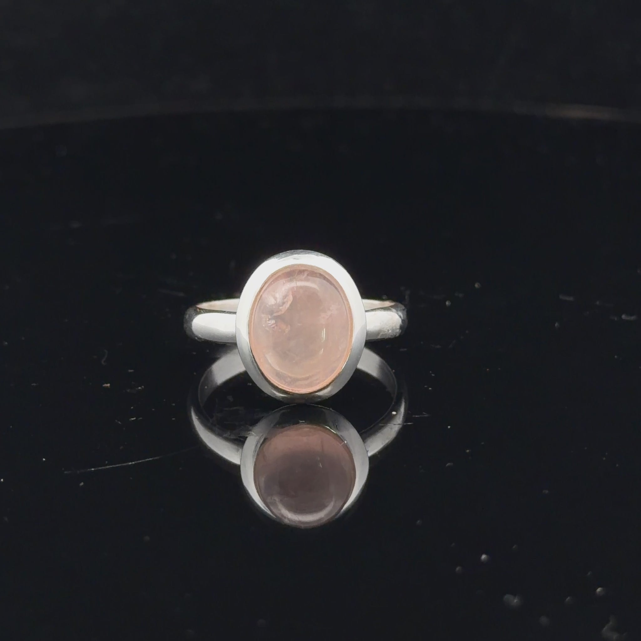 Rose Quartz Ring Silver 925 Size 16.5
