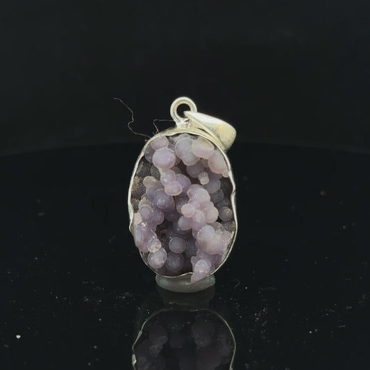 Grape Agate Pendant, 9.5g, 2 x 4cm; 925 Sterling Silver