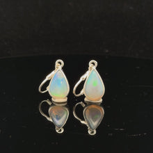 Загружайте и воспроизводите видео в средстве просмотра галереи Noble Opal earrings, 3 cm, stone 8 by 12 mm, 925 silver
