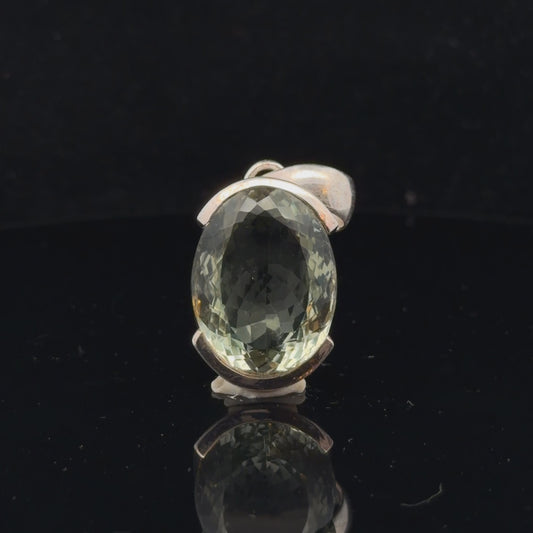 Prasiolite pendant 17.4 g, 925 silver; 33 mm