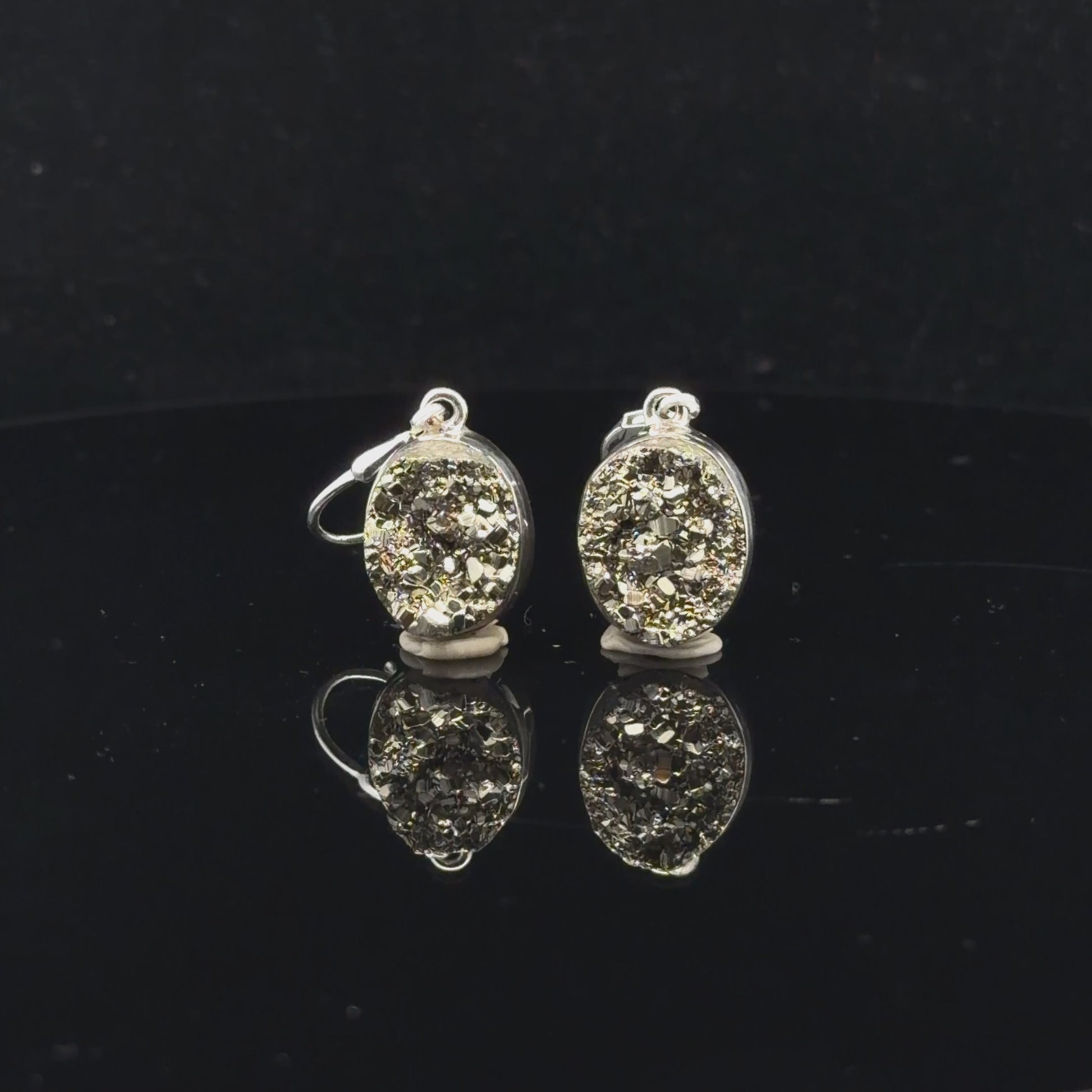 Pyrite Earrings 3 cm 12×10 mm Silver 925