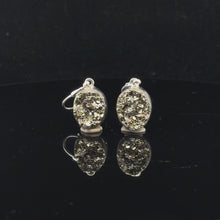 Загружайте и воспроизводите видео в средстве просмотра галереи Earrings Pyrite 3 cm, stone 12x10 mm, English lock, silver 925
