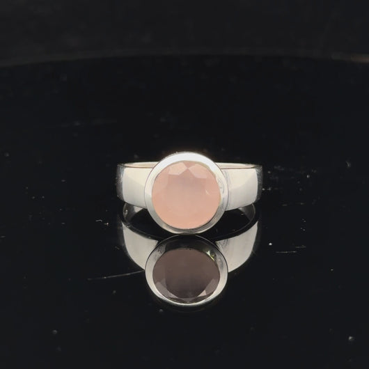 Rose Quartz Ring Silver 925 Size 17
