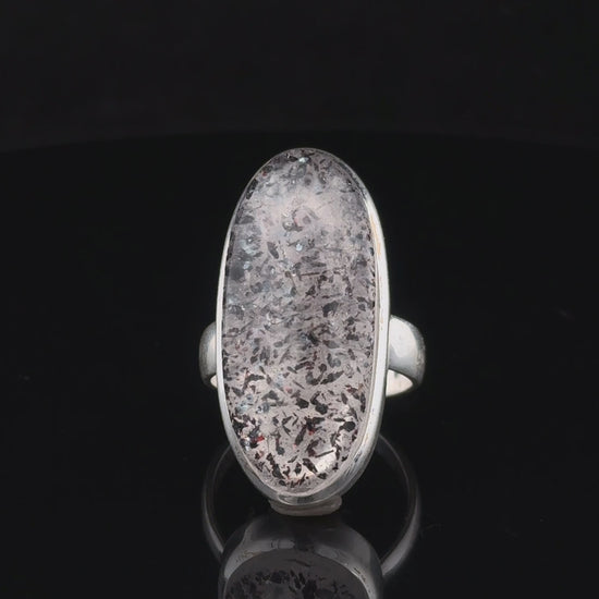 Quartz with inclusions 17 size 11.5 g 30 mm by 11 mm; 925 silver