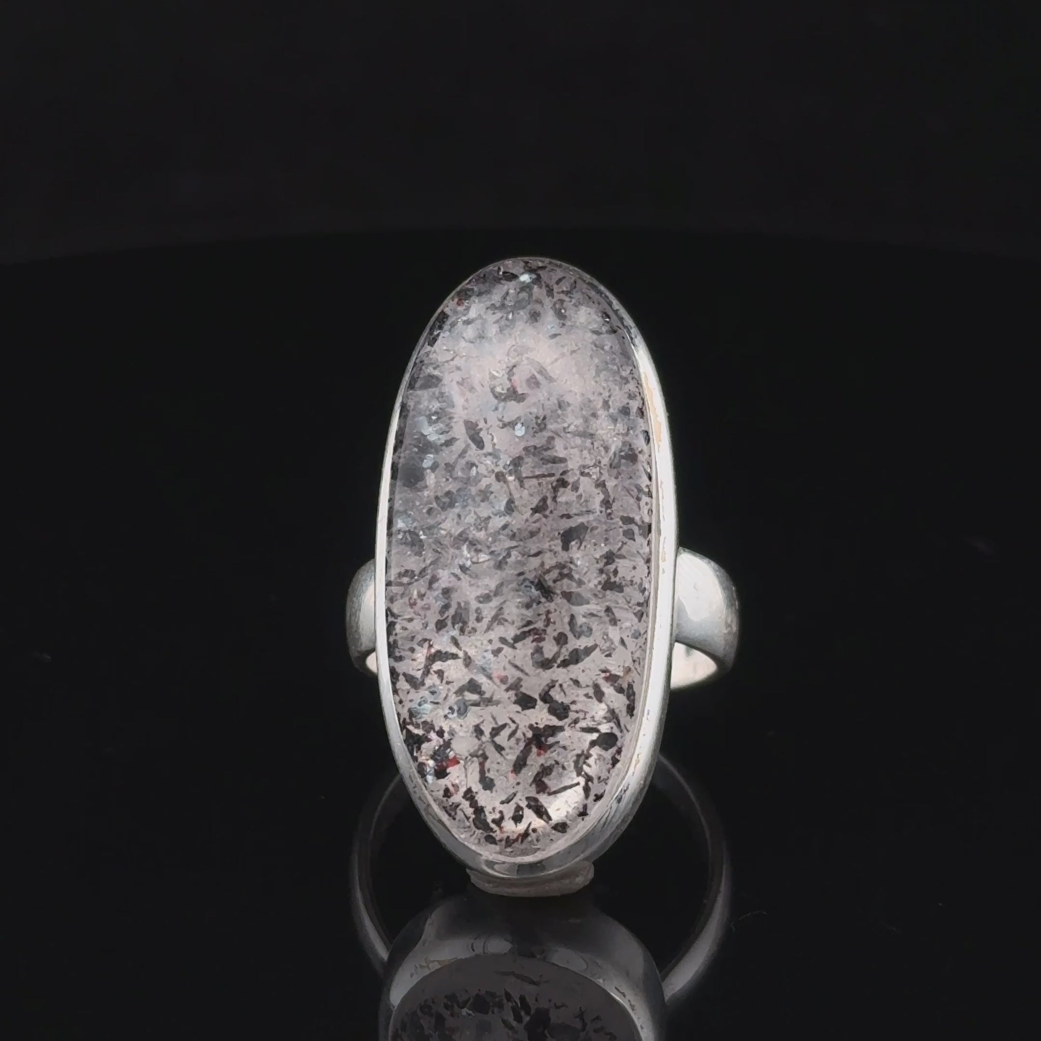 Quartz with inclusions 17 size 11.5 g 30 mm by 11 mm; 925 silver