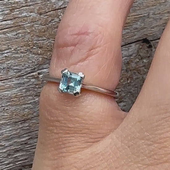 Aquamarine Ring Gold 585 Size 16 0.45 ct