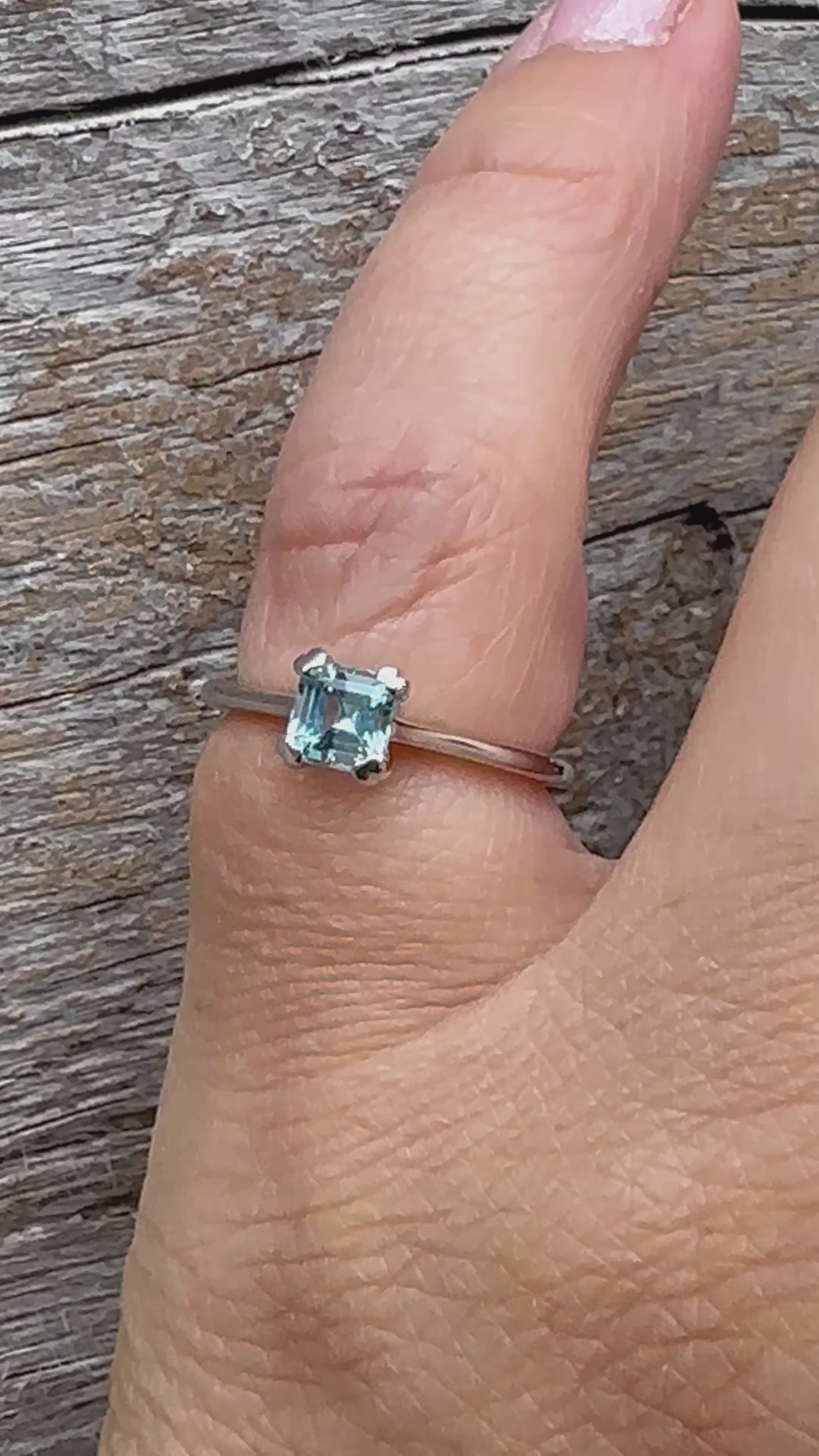 Aquamarine Ring Gold 585 Size 16 0.45 ct