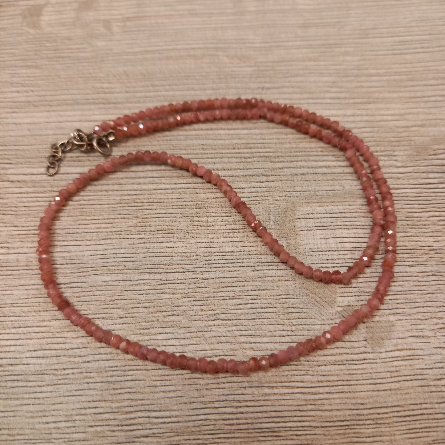 Pink ruby necklace, 2mm beads, 45cm