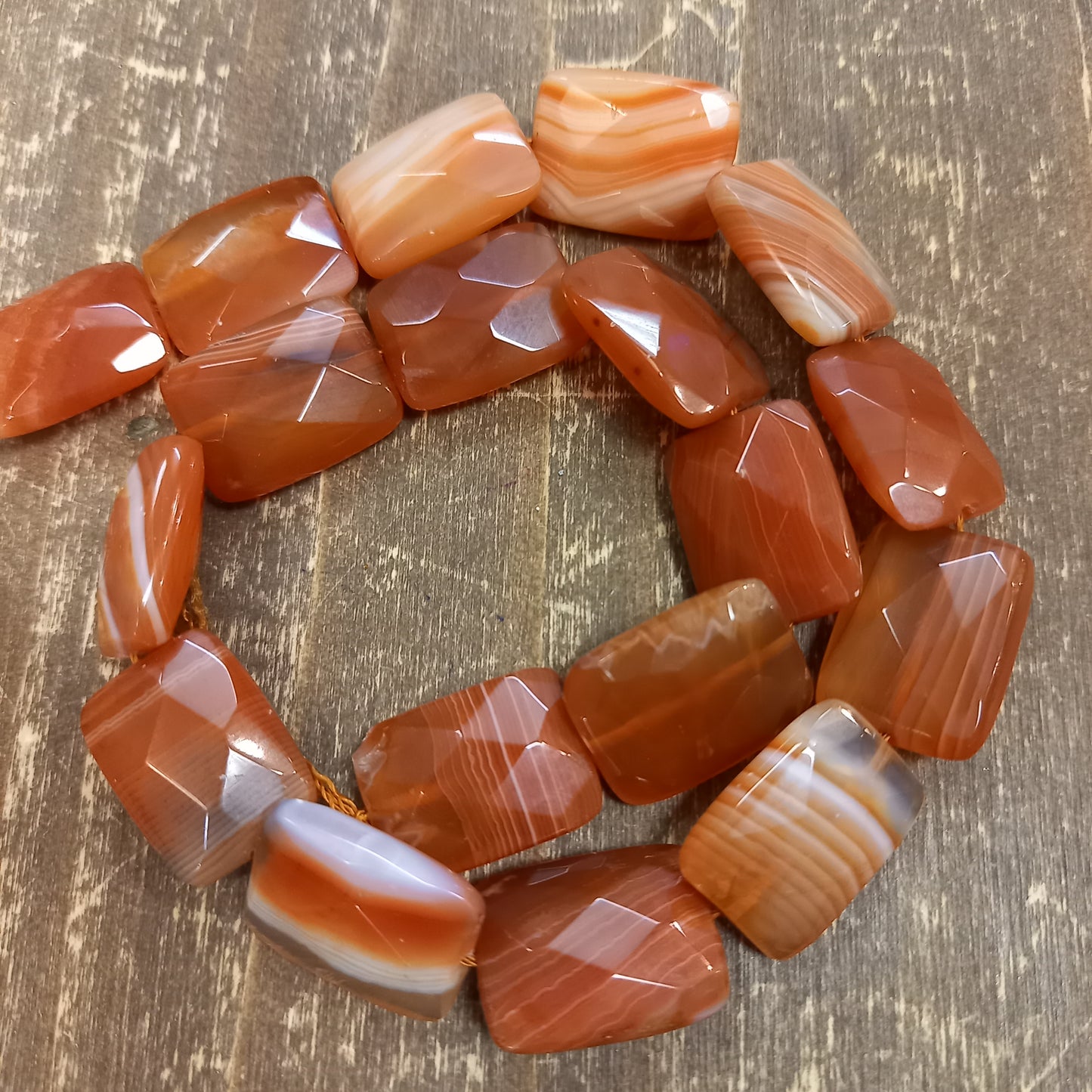 Faceted Carnelian Beads 20 mm 18 pcs