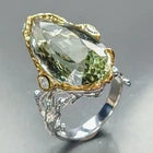 Load image into Gallery viewer, 38 ct Natural Green Amethyst Ring 925 Sterling Silver Size 18
