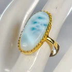 Загрузить изображение в средство просмотра галереи, Handmade ring 25 ct+ Natural Larimar Ring 925 Sterling Silver Size 17.75
