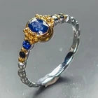 Загрузить изображение в средство просмотра галереи, Fine Art Ring Blue Sapphire Ring 925 Sterling Silver Size 18
