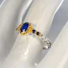 Загрузить изображение в средство просмотра галереи, Fine Art Ring Blue Sapphire Ring 925 Sterling Silver Size 18
