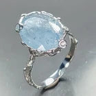 Load image into Gallery viewer, Vintage ring 9 ct Natural Aquamarine Ring 925 Sterling Silver  size  18
